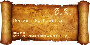 Borsenszky Kamilla névjegykártya